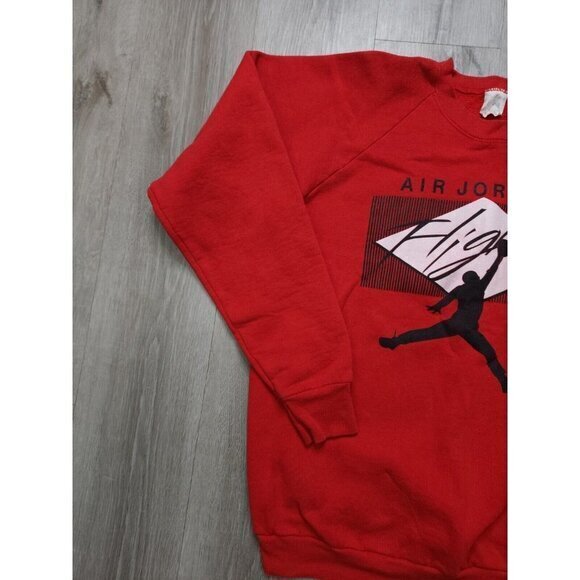 Vintage Air Jordan Nike Flight Jumpman Logo Sweatshirt Pullover‎ Mens XL Red - Picture 3 of 12